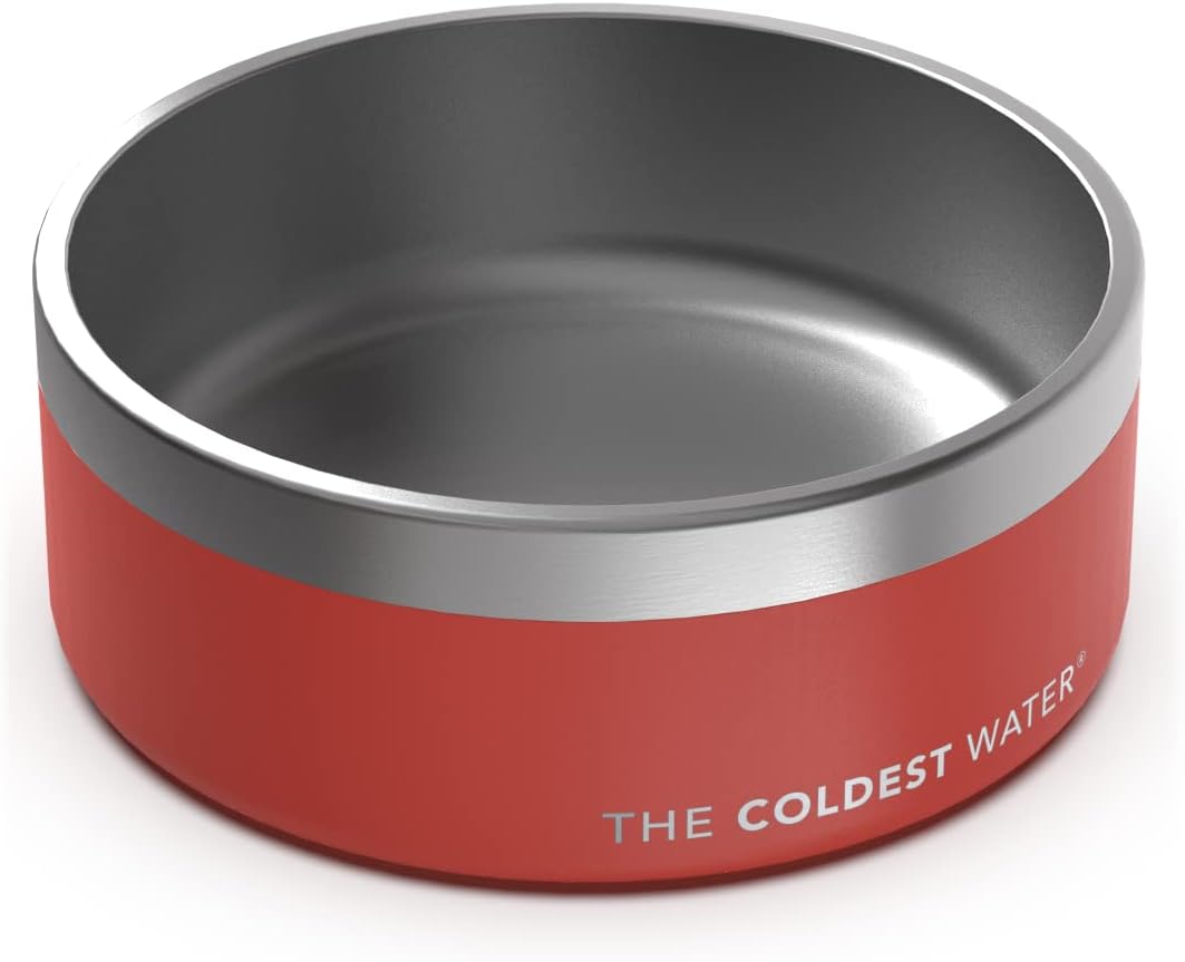 Coldest Dog Bowl - Stainless Steel Non Slip Dog Bowls, Cats, Pet Feeding for Food or Water (64 oz, Crimson Red) : Pet Supplies