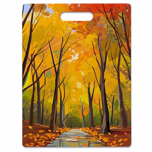 Tabla de Cortar Yekiua con Diseño Otoñal, Rectangular, de Plástico, Antideslizante, con Mango y Ranura para Jugos, Apta para Lavavajillas, 40,4 x 25,4 x 0,5 cm miniatura 1