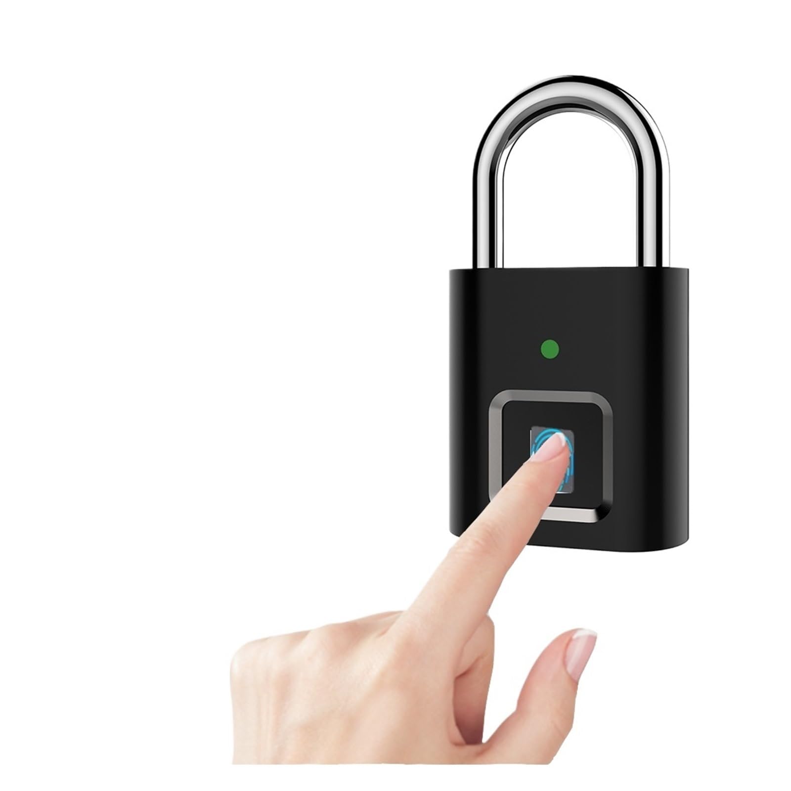 Kłódka antykradzieżowa, bezkluczowa kłódka na odcisk palca, biometryczny wodoodporny akumulator USB IP54 do domowych akademików(Black L34)