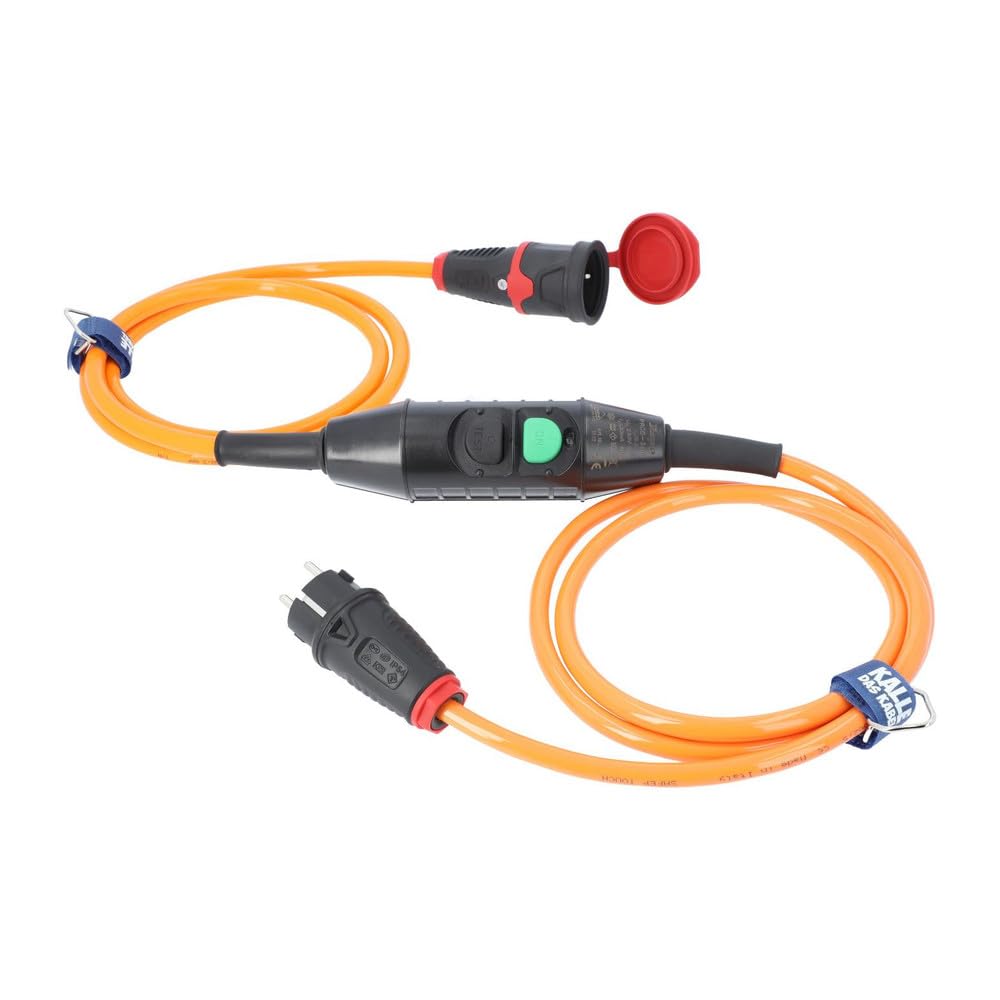 Kalle das Kabel Personenschutzschalter PRCD-K, 1-fach, H07BQ-F 3G 2,5, orange 121274-2 (Personenschutzleitung Personenschutzadapter Personenschutz PRCD PRCD-K PRCD-Personenschutzleitung)