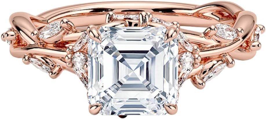 1–2 Carat IGI Certified Lab Grown Diamond Engagement Ring 10K 14K 18K Gold & 925 Sterling Silver Leaf Style Ring (E-F Color, VVS1–VVS2 Clarity)