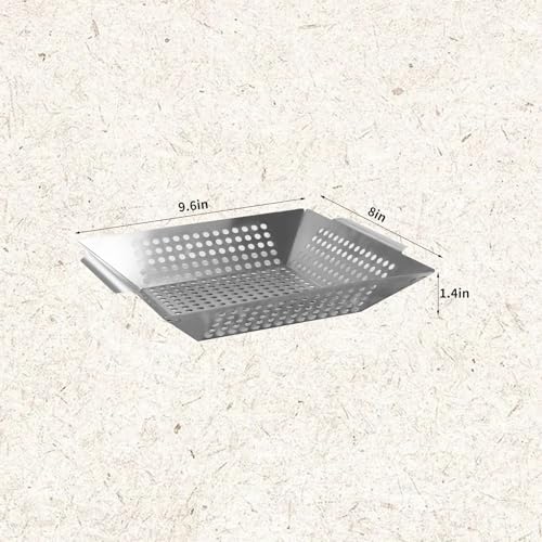 QUANSHANGJU Vegetable Grill Basket for Outdoor Grill - Extra Large, Heavy-Duty Stainless Steel Veggie Grilling Basket with Handles (1 Pack)