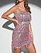 Madam Uniq Women Tassel Formal 1920s Dress Strap Sequin Mini Elegant Evening Prom Party Club Dance Gown (Pink,XS)