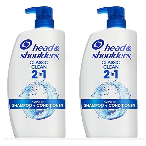 Head and Shoulders Shampoo and Conditioner 2 in 1, Anti Dandruff Treatment & Scalp Care, Classic Clean Scent, for All Hair Types including Color Treated, Curly or Textured Hair, 32.1 fl oz, Twin Pack