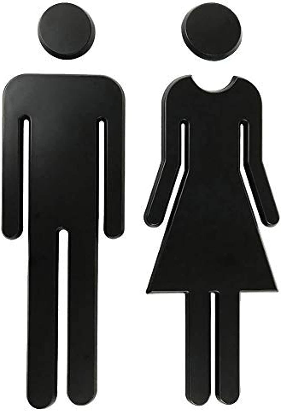 7.8" Bathroom Sign Acrylic Adhesive Backed Men's and Women's Toilet Sign (Black)