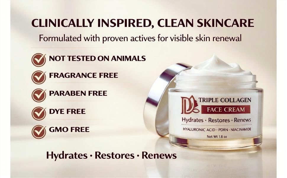 Science-Backed Anti-Aging Face Cream—Radiant Glass Skin K-Beauty, Triple Collagen + Hyaluronic Acid + PDRN Salmon DNA for Visible Firming & Deep Wrinkle Smoothing | Lightweight & Non-Greasy, 1.7 oz - Image 3