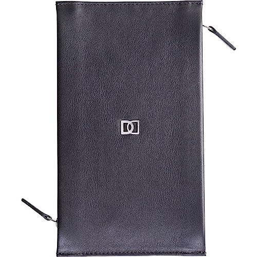 DUN DUO Luxury Double Zip Travel Wallet - Dual Sided Minimalist Design, Premium Leather, Fits Phone, Passport & Cards, Handmade in Europe - Black