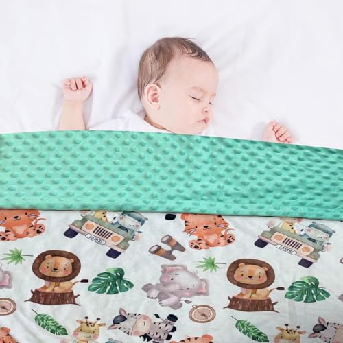 Image of Baby Blanket for Girls Boys Animal Minky Super Soft Double Layer Receiving Blanket with Dotted Backing for Newborns Nursery Stroller Receiving Toddlers Crib Bedding 30x40Inch (Lion Elephant)