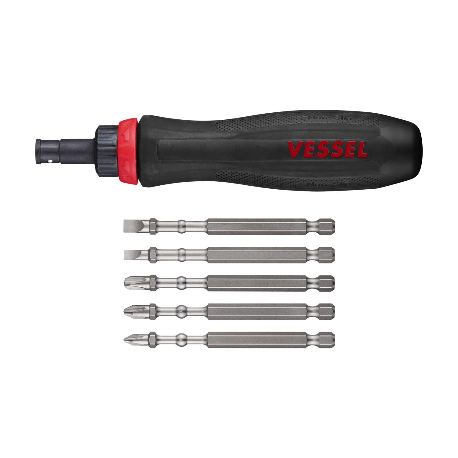(USA Official) VESSEL MEGADORA Interchangeable Ratchet Screwdriver 5PC. Bit Set