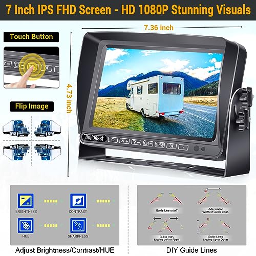 DoHonest RV Backup Camera Wireless Easy Install: Plug&Play for Furrion Pre-Wired System Travel Trailer Rear View Camera 7" Touch Key Recording Monitor Clear Night Vision for Fifth Wheel/Camper -S21 - Image 6
