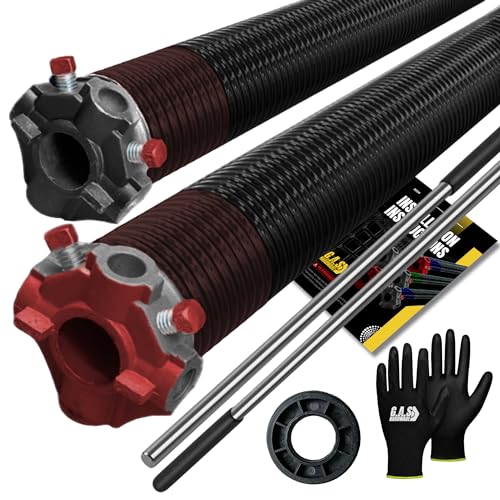 Garage Door Torsion Springs 234x2x30 for Left and Right Side of Garage Door with Winding Bars, 1" Nylon Bushing, and Gloves Heavy Duty Precision E-Coating 5-Year Warranty Min. 30,000 Cycles (Pair)