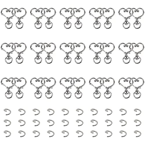 Porte-clés cœur,30 pièces de porte-clés mousqueton cœur,mousqueton avec fermeture à vis,pour accessoires faits main de bijoux sacs à main sacs à bandoulière sacs de transport (argent) Cover