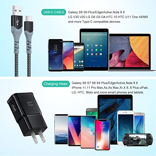 Adaptive Fast Charging Wall Charger With Usb C Cable 10Ft, Excgood Fast Charger Power Adapter Usb Type C Cable Fast Charging Compatible With Samsung Galaxy S23 S22 S21 S8 S9 S10 A13 A12 A03S-Black #TOP6