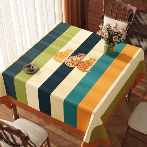 Hiseng Nappe Rectangulaire Plastique, Coloré Nappe PVC Imperméable Rectangulaire Toile Cirée,Lavable Anti Tache Table Couverture pour Salle À Manger...
