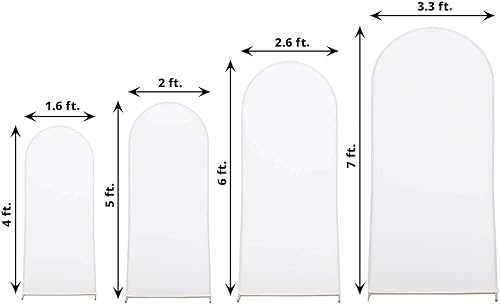 Vista 56 de Efavormart - Marco de fondo redondo de elastano de 7 pies, cubierta de arco de boda de 2 lados Blanco
