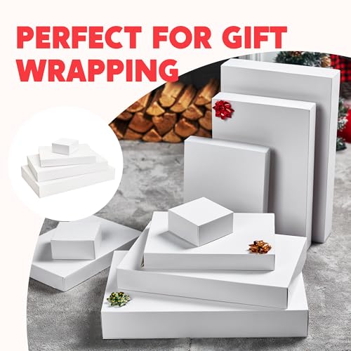 JOYIN 12PCS 17" Christmas Shirt Gift Boxes with Lid for Presents, Extra Large 4" Deep White Paper Box, 4 Assorted Different Size Robe Box for Clothes, Xmas Birthday Holiday Wedding Gift Wrapping Decor - Image 7