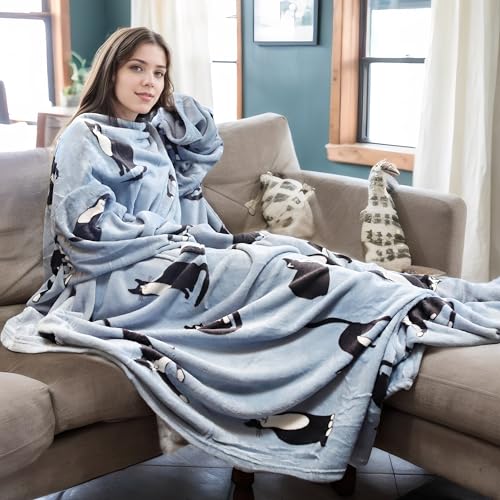 Image of Catalonia Wearable Blanket with Sleeves & Foot Pocket for Adults