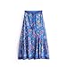 Produktbild Gyubay Frauenröcke Frauen eleganter böhmischer Rock mit Blumenmustern Draw String-Knopf elastischer Taille Langen Rock-Strand-Röcke Alltagskleidung (Farbe : Blue, Size : S)