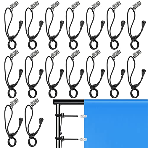 Pinces à Toile de Fond, 16 Pcs Pince de Serrage Backdrop Clamp Clip, Pinces à Ressort avec Cordon élastique, Backdrop Clamp pour Fond Photo Studio Photographie, Vidéo, Toile Création, Arrière-Plan