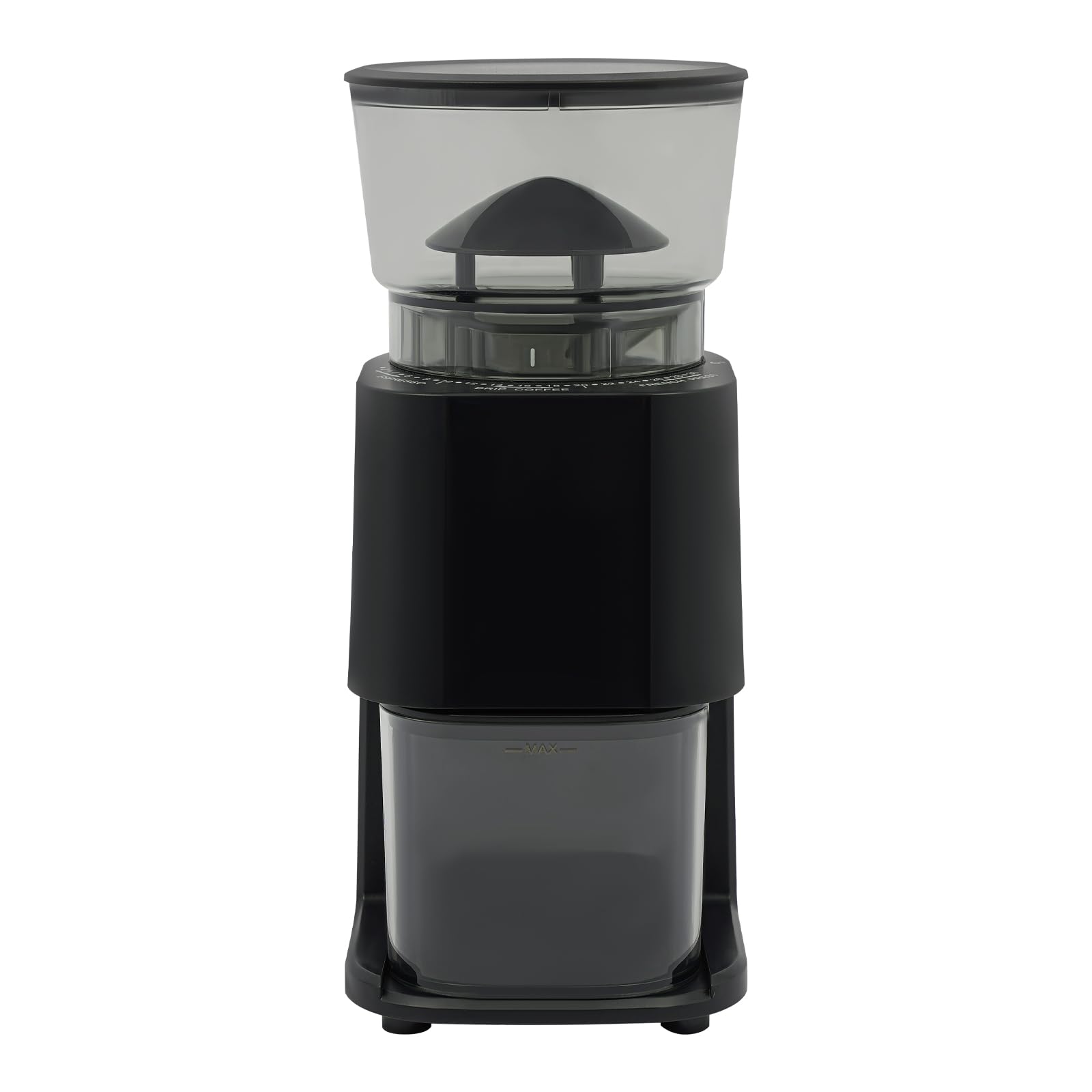 Moulin électrique 150 W pour grains de café, moulin doseur entièrement automatique avec 250 à 450 tr/min, 30 réglages de mouture, moulin conique