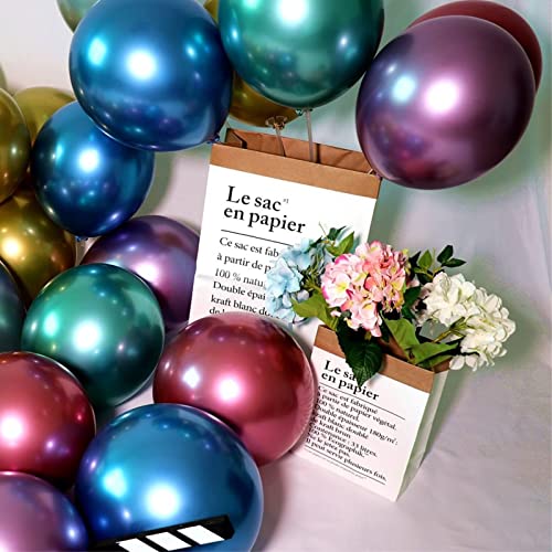 Image of 5 inch Metallic Purple Balloons, 100 pcs Thick Chrome Purple Balloons Shiny Latex Party Balloons(Metallic Purple)