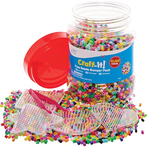 Baker Ross FN135 Fuse Beads Bumper Pack - Pack de 1, Pegboard Beads for Arts and Crafts, Melting Beads