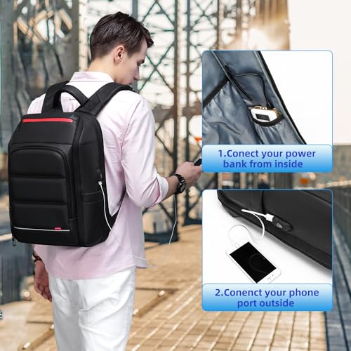 Laptop Backpack for Men,Multifunction Business 15.6 inch Laptop Backpack,with USB Charging Port Travel Bag, Black-03, Large3