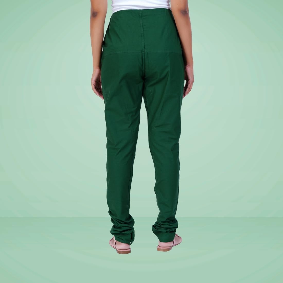 Happy Bunny Women’s Cotton Gathering Churidar Pants - Ethnic Gathereing Ankle, Drawstring Waist Bottoms for Kurtas, Office, Party, Casual Clothing (2XL, Dark Green) - Image 6 thumbnail