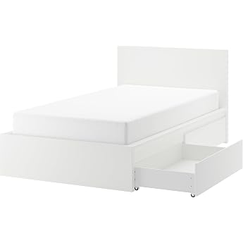 IKEA MALM High Bed Frame Collection with 2 Storage Boxes 120 x 200 cm White/Lur y