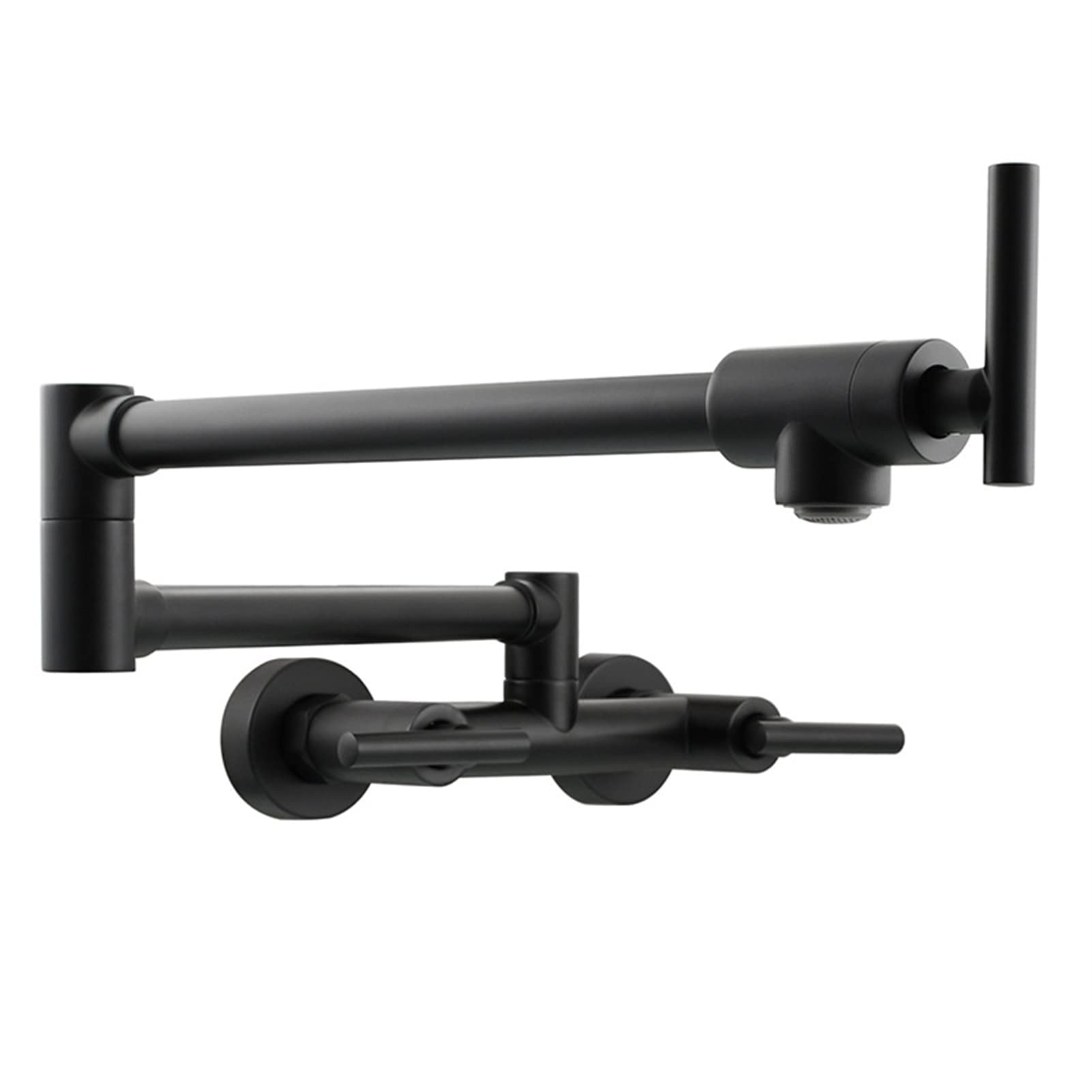 Robinet de remplissage de marmite mural noir en laiton avec bras oscillant pliant