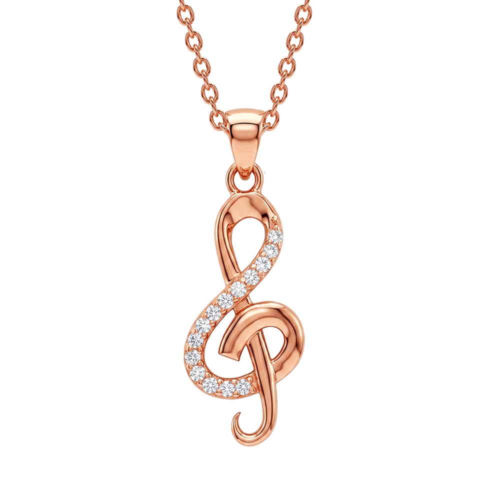 925 Silver Rose Gold Beautiful Music Pendant With Link Chain|Necklace to Gift Women & Girls | With Certificate of Authenticity and 925 Stamp | 6 Months Warranty-image-30