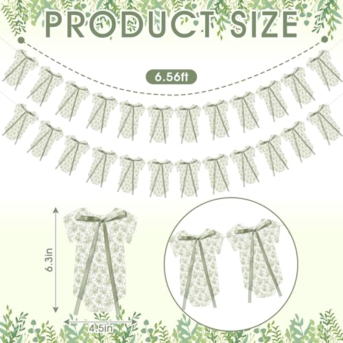 Image of Weysat 2 Pcs Baby Clothes Banner Baby Boys Girls Shower Decorations Sage Green Floral Bodysuit Clothesline Banner Gender Reveal Birthday Neutral Party Outfit Paper Decor Supplies