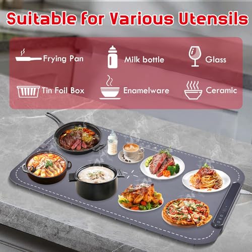 Image of Warming Mat for Food,10s Rapid Warm Food Warming Mat,3-Temp Food Warmer,Fast Heating BPA-Free Auto Shut Off Chafing Dishes For Buffet,Roll Up Food Warmers For Parties Buffet Valentine Gifts