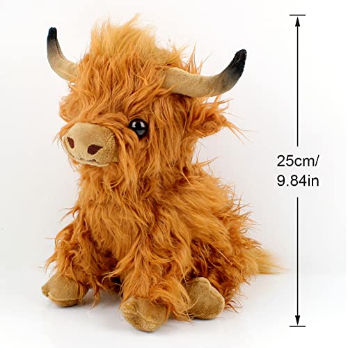 IOSCDH High-LAN-d Cow Soft Toy Plush Toy,Cow Kuscheltier,hochlandrind Kuscheltier,Flauschiges Plüschtier, für Kinder Mädchen Junge Fans Geburtstag Geschenk,zum Spielen,Sammeln & Kuschel