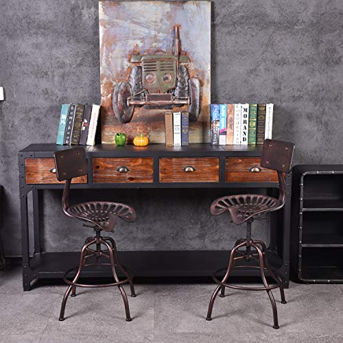 Diwhy Industrial Design Metal Adjustable Height Backrest Chair Vintage Tractor Saddle Bar Stool (Copper) #TOP2