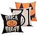 Decemter Trick or Treat Pumpkin Halloween Cotton Linen Home Decor Throw Pillow Covers Set of 3,18×18