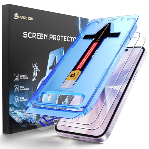 MAGIC JOHN 2 Pack for iPhone 17 6.3 inch Tempered Glass Screen Protector Auto Dust-Elimination Bubble Free HD Clear Easy Installation iPhone 17 6.3