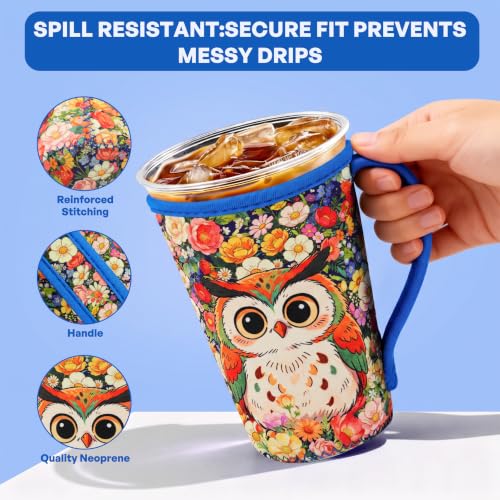 Image of 3 Reusable Iced Coffee Sleeves for Coffee Cup Fits 16-32oz Hot /Cold Drink