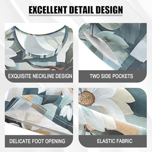 ALAZA Vintage Daisy Floral Pajama Set Short Sleeve Sleepwear Soft Lounge Nightwear4