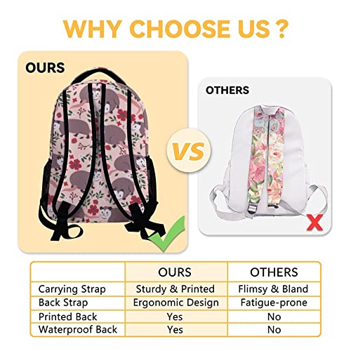 Cute Possum Backpack, 16 Inch Opossum Theme Bookbag with Adjustable Straps, Lightweight, Large Capacity, Durable, School Backpack for Kids Girls Boys4