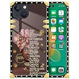Cvkoyhl Compatible with iPhone 13 Square Phone Case, J Brown Black Girl A01 Luxury TPU Corner Shockproof Protection Cover for Women Girls for iPhone 13