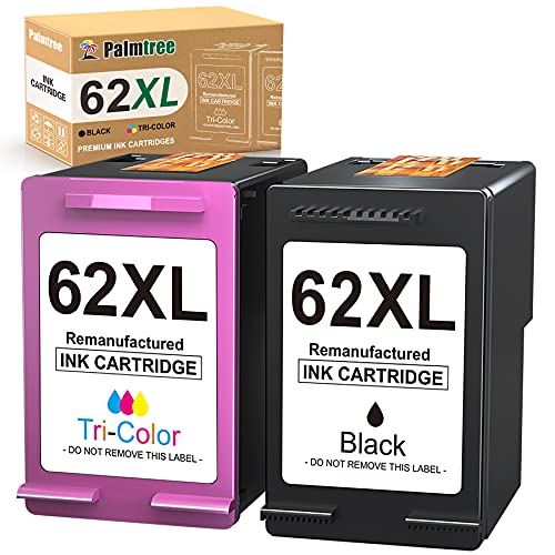 Palmtree Remanufactured Ink Cartridge Replacement for HP 62XL 62 XL to use with Envy 5540 5640 7858 7855 5542 7640 5660 7645 5661 5663 5549 OfficeJet 200 250 5740 Ink Printers(1 Black, 1 Tri-Color)