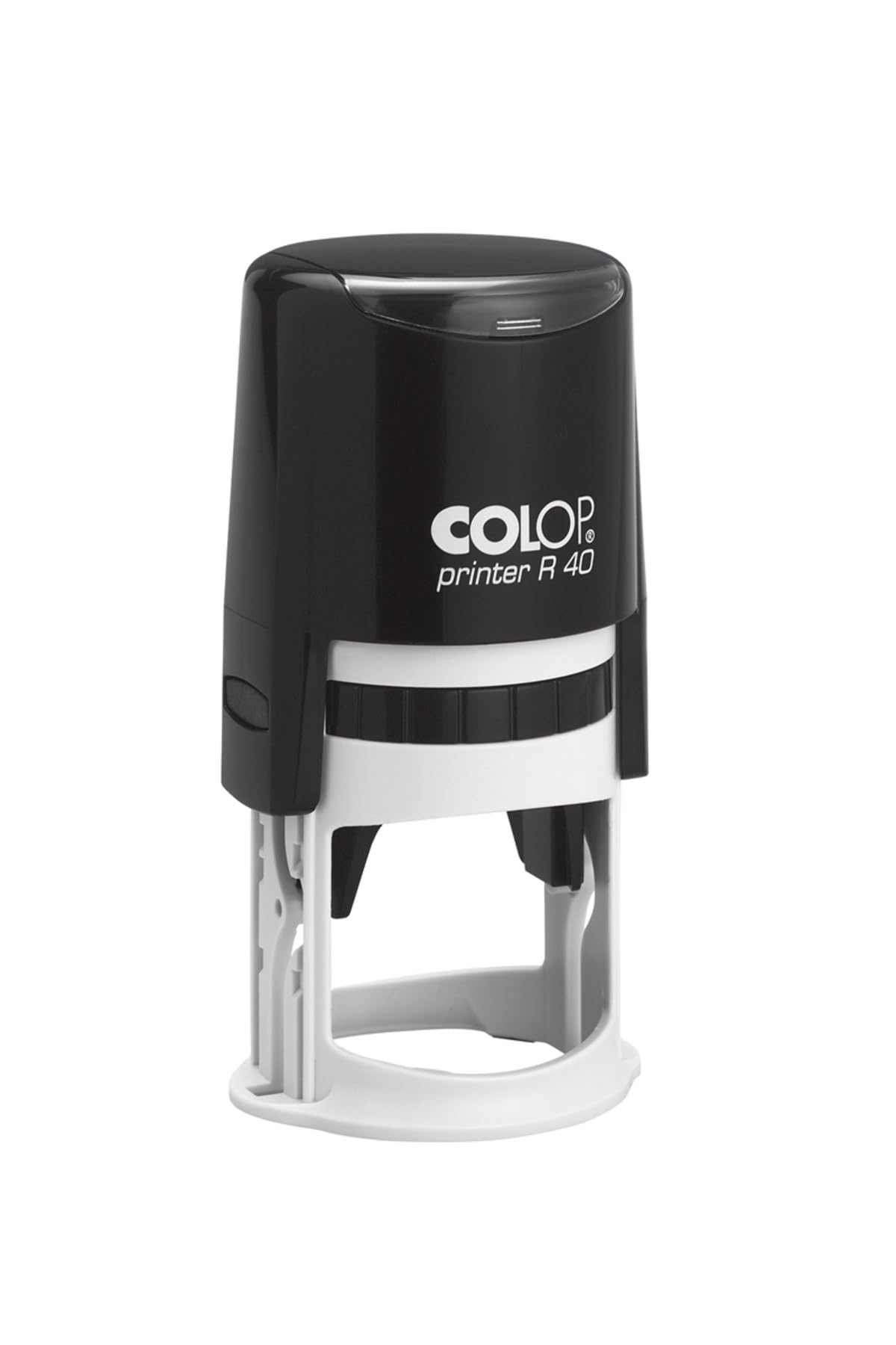 Colop Printer R 40 Stempel – mit individueller Textplatte & Logo – 7 Zeilen – runder Selbstfärbestempel Ø 40 mm – Gehäuse in 3 Farben wählbar