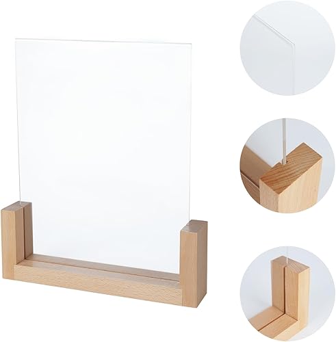 Miniatura 8 de Soporte de letrero acrílico transparente vertical de 8.5 x 11 pulgadas (paquete de 3)  Soportes de mesa de acrílico con base de madera  Soporte de
