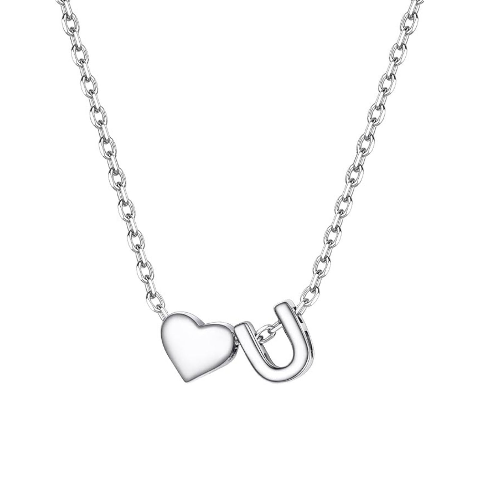 Meteorstarry Kette Silber 925 Damen mit Herzanhänger, Halskette Mit Buchstaben, Silber Ketten Namenskette Personalisiert Geburtstagsgeschenk Geschenk Freundin für Frauen