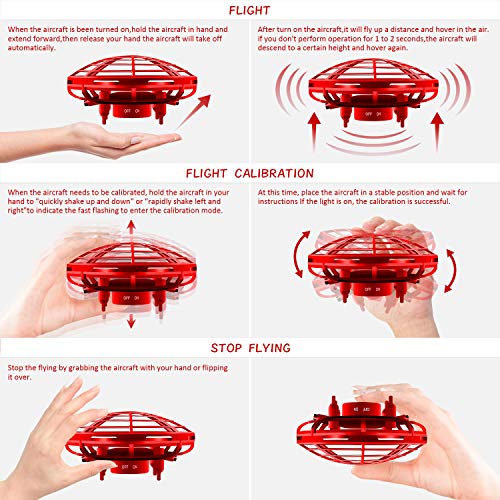 Hand Operated Drones for Kids or Adult - Interactive Infrared Induction Indoor Helicopter Ball with 360° Rotating and Shinning LED Lights,Hand-Controlled Flying Ball Toys for 5 6 7 8 9 10 11 12 Years - Thumbnail 2