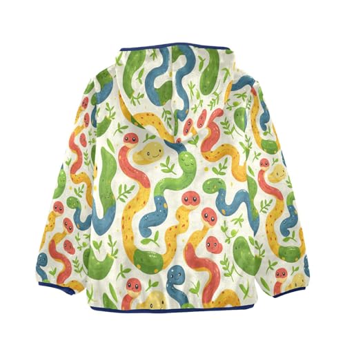 Cartoon Colorful Snake Pattern Toddler Fleece Jacket Girl Boys Hooded Fleece Jacket Coat Warm Outwear Zip-up 3-10T2