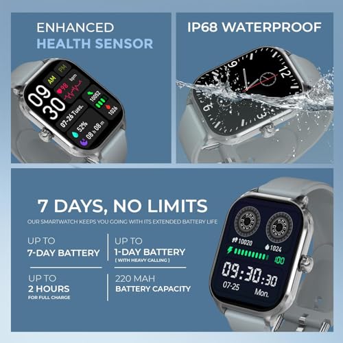 Image of PunnkFunnk H9 Smart Watch 2.01 inch TFT Display, BT 5.0 with 100+ Sports Mode, Heart Rate & Blood Oxygen Monitor, Call & Message Reminders Compatible with Android & iOS, IP67 Waterproof(Grey)