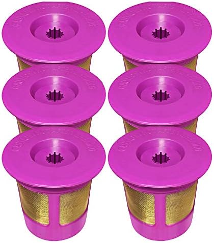 Reusable K Cups Works With Keurig 2.0 & 1.0 Brewers Easy To Use Refillable Single Cup Coffee Filters - Eco Friendly Stainless Steel Mesh Filter - Check for Compatibility (6 Pack - Pink)