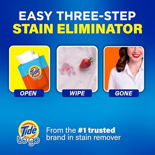 Image of Tide To Go Stain Remover Wipes for Clothes, Instant Laundry Travel Stain & Spot Remover, 3 Pack, (30 Wipes Total)